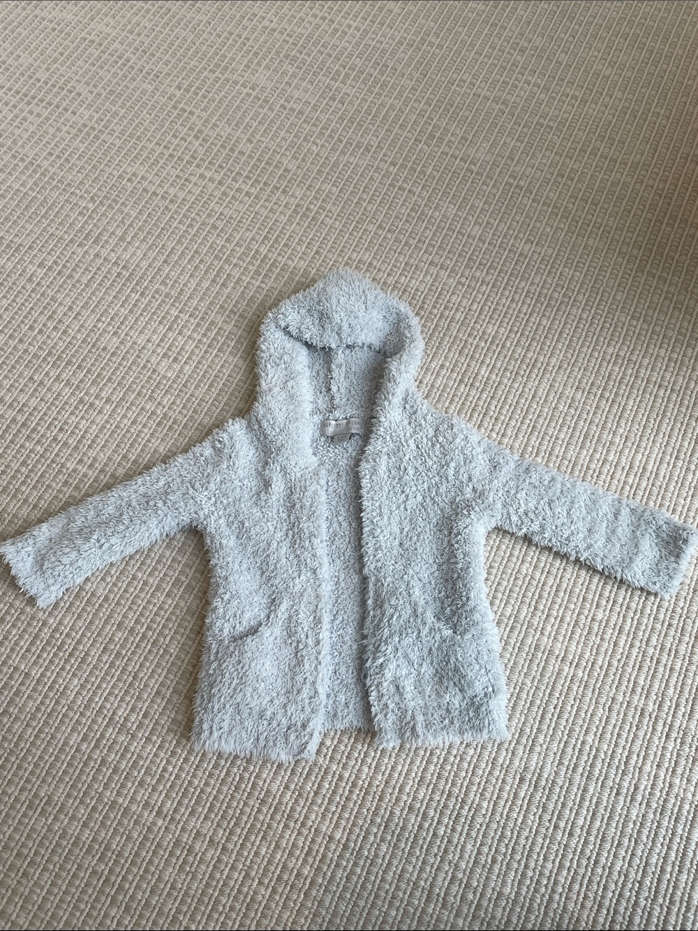 Barefoot Dreams Plush Hooded Kids Jacket in Light Gray